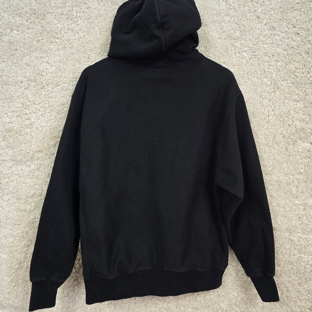 Champion Hoodie Mens L Black Reverse Weave Chenille Script Patch 19 Pullover - Picture 5 of 12